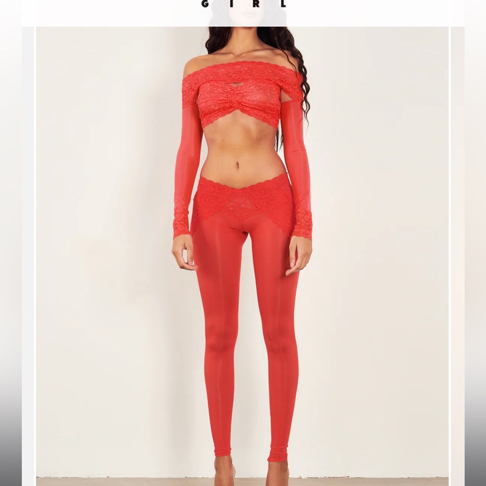 Poster girl shape wear. Margot Leggings Vixen Red, and Davina Top Vixen Red